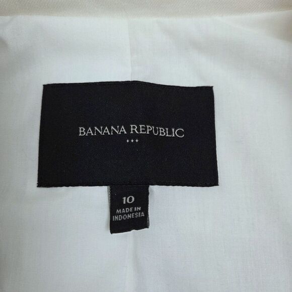 Banana Republic Linen Blend Blazer Shrunken Style 3/4 Sleeve OffWhite Women's 10 - Picture 8 of 10